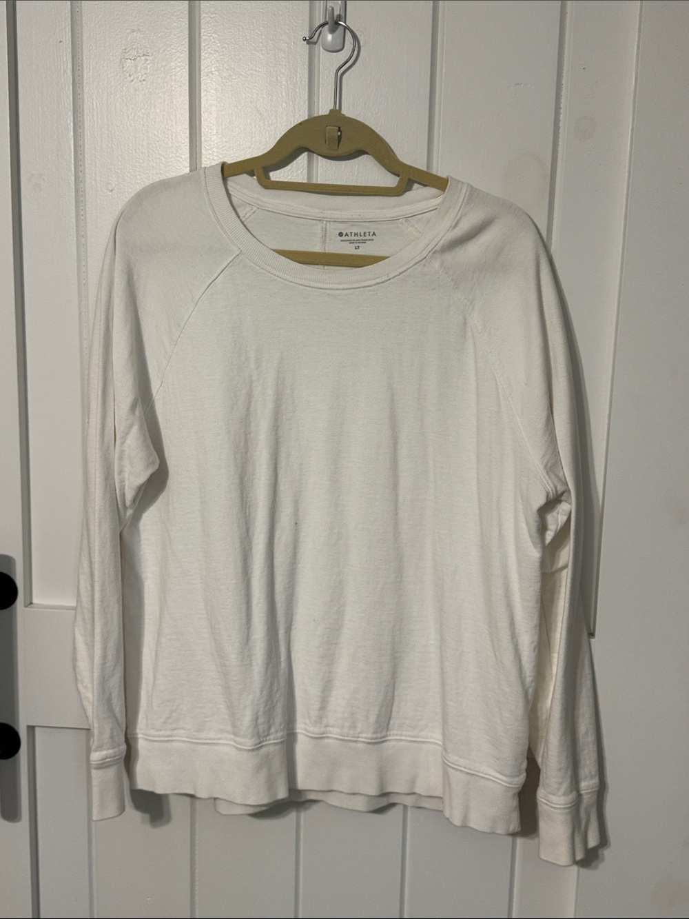 Athleta White Terry Long-Sleeve Crewneck Pullover Sweatshirt LONG TALL large